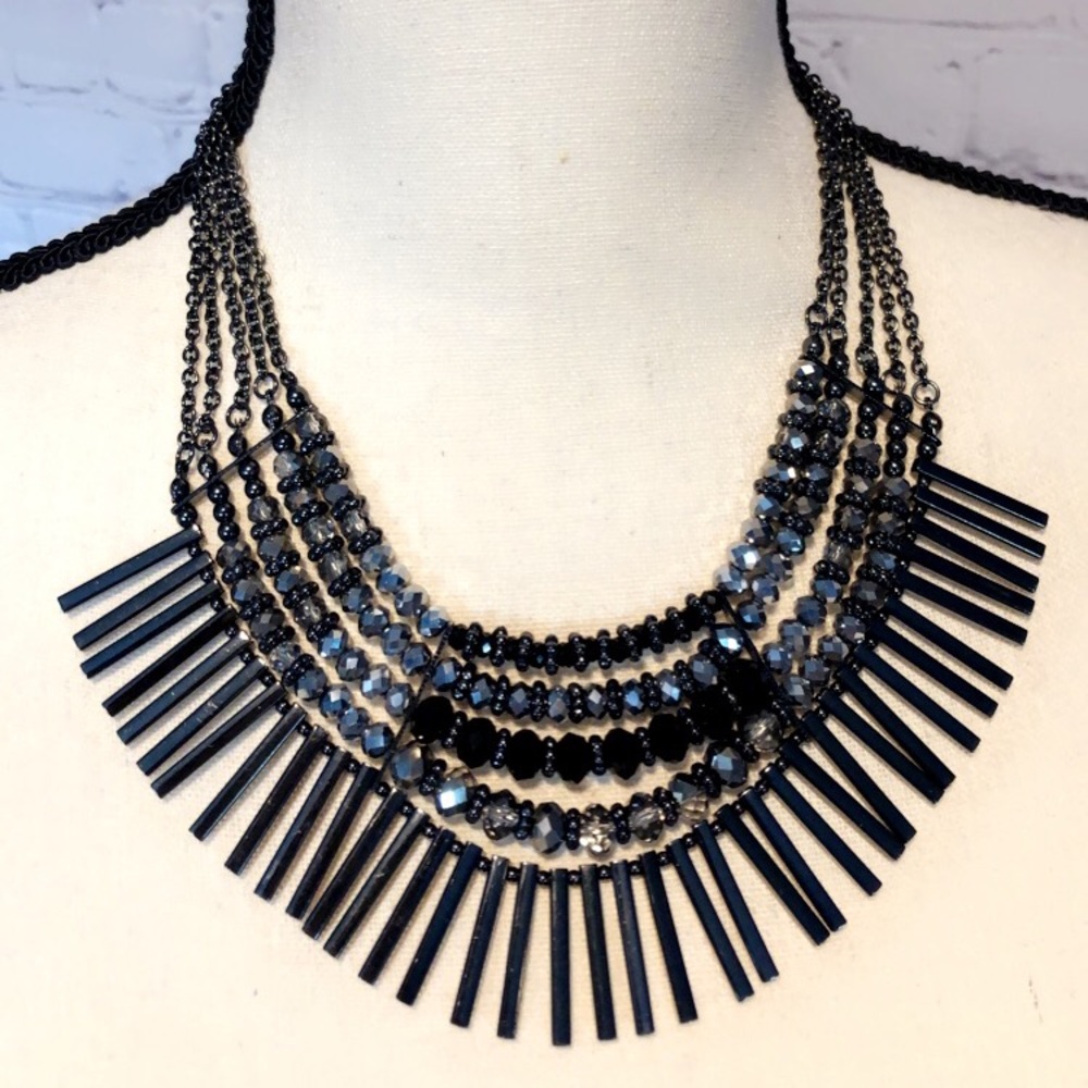 Lia Sophia hematite statement necklace